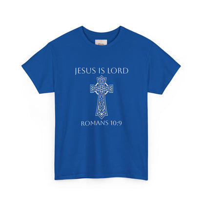 Women's Jesus is Lord Christian T-Shirt – Modern Cross Design (White Lettering)