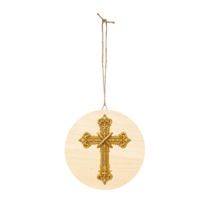 Golden Cross Wall Hanging — Faith-Inspired Wooden Décor