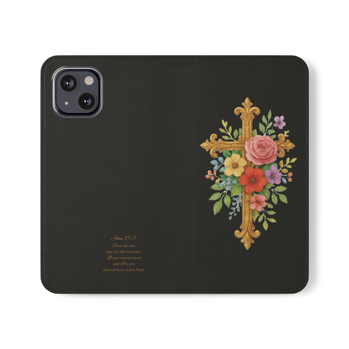 Floral Cross Wallet (black) Case for iPhone – Faith in Bloom