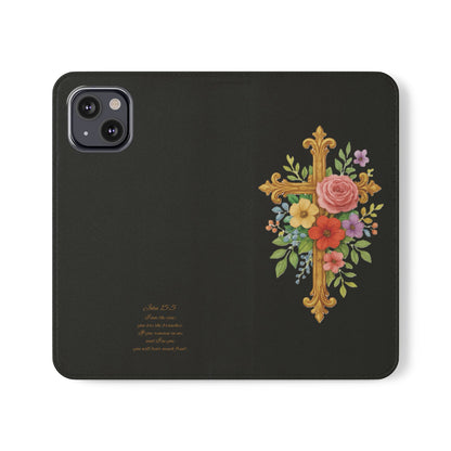 Floral Cross Wallet (black) Case for iPhone – Faith in Bloom
