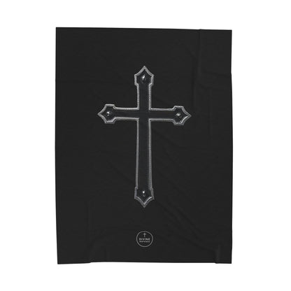 Bold Faith Plush Blanket – Black Cross on Black