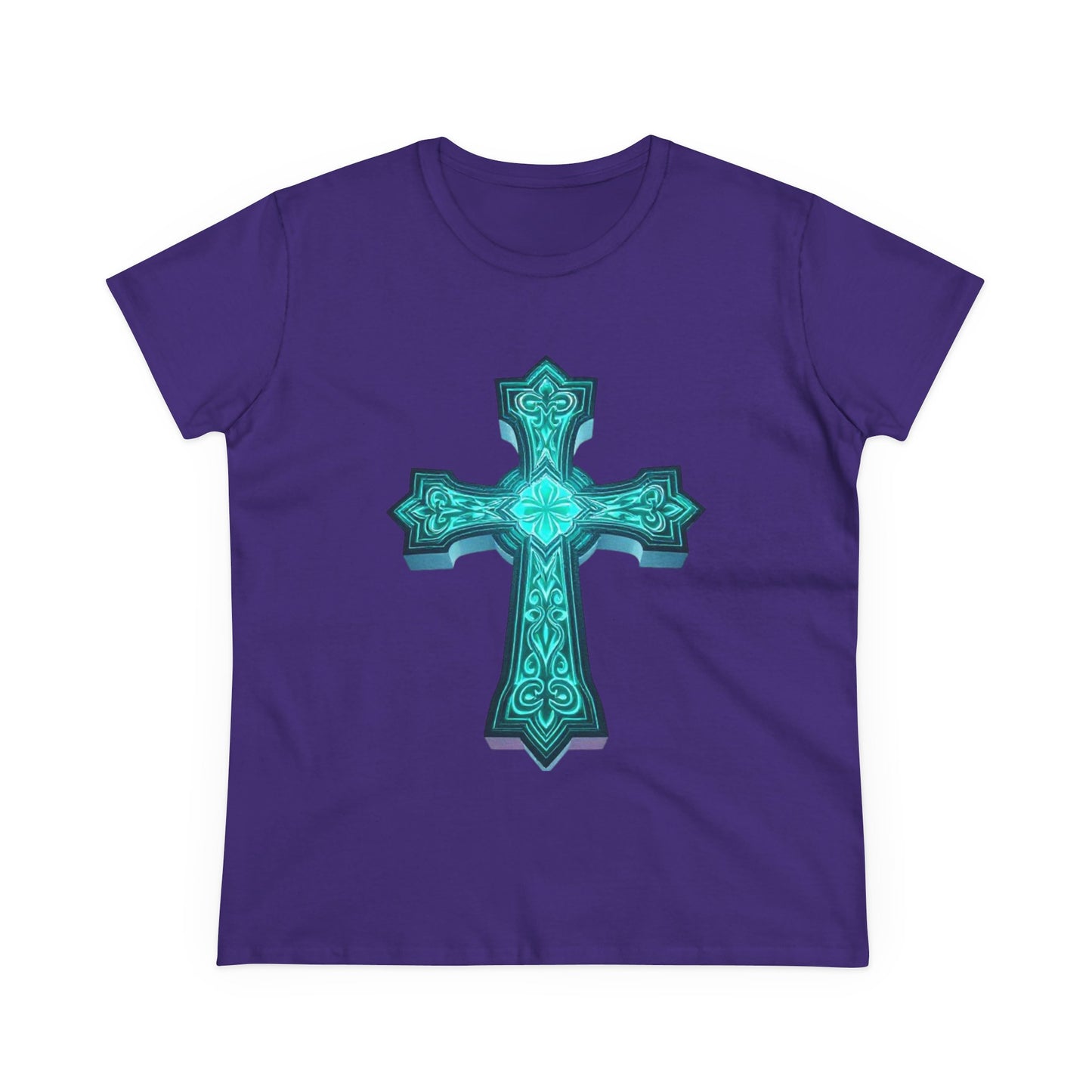 Women’s Light Within Fitted Tee – Luminous Cross Design