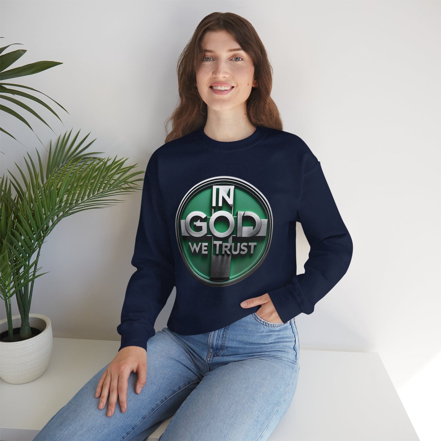 Radiant Faith Women's Sweatshirt – “In God We Trust” Cozy Christian Wear