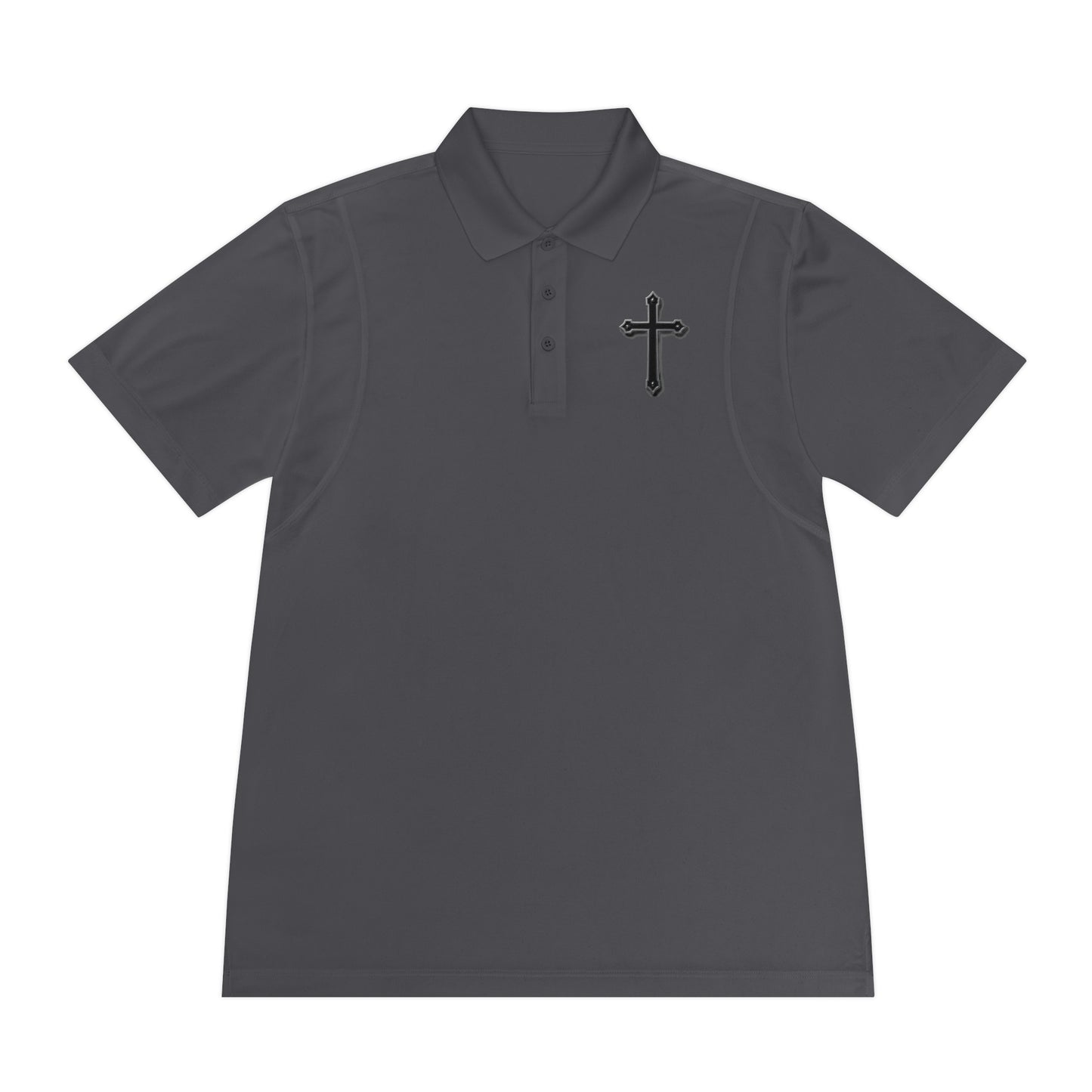 Men’s Black Cross Polo Shirt – Classic Faith-Inspired Style