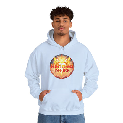 “Refined in Fire” Christian Hoodie – Bold Flame Design Faith Pullover