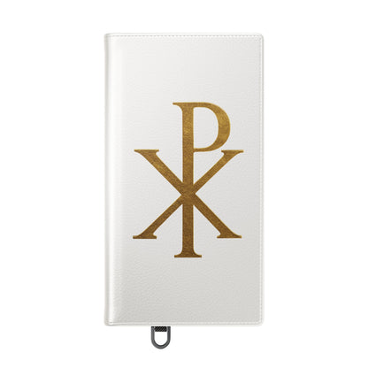 White Chi Rho Symbol Wallet Case – “I am the Way, the Truth, the Life”