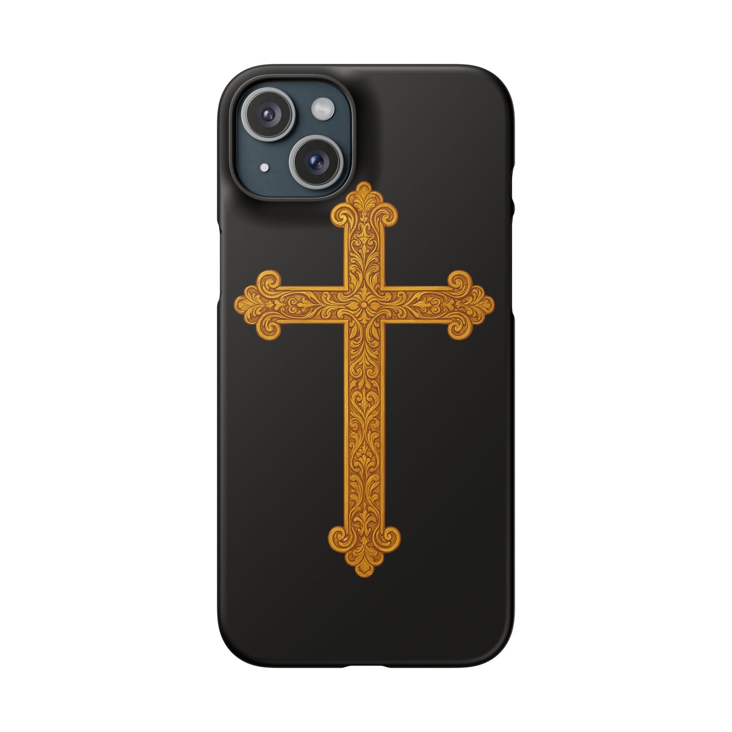 Black iPhone Snap Case – Gold Cross Design
