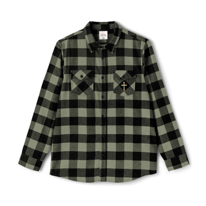 Faithful Threads – Men’s Classic Flannel Shirt with Gold Cross