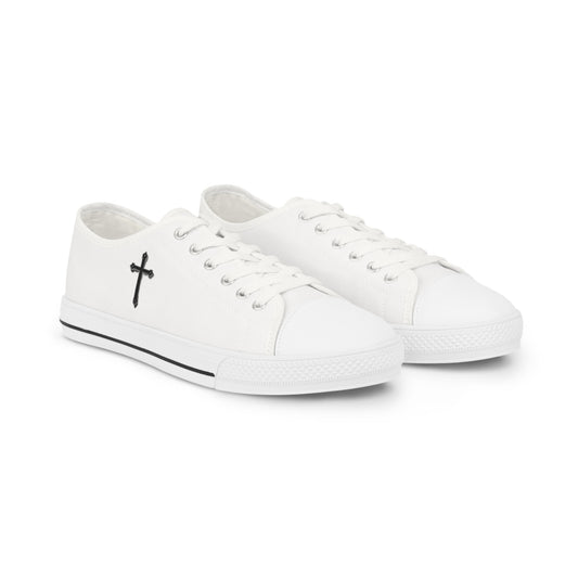 Faithful Stride – Men’s Low-Top Canvas Sneakers with Black Cross