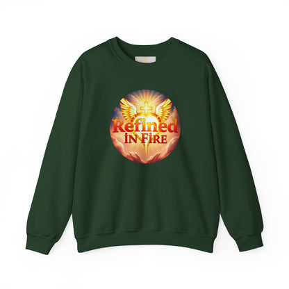 Men’s “Refined in Fire” Christian Sweatshirt – Bold Flame Design Pullover