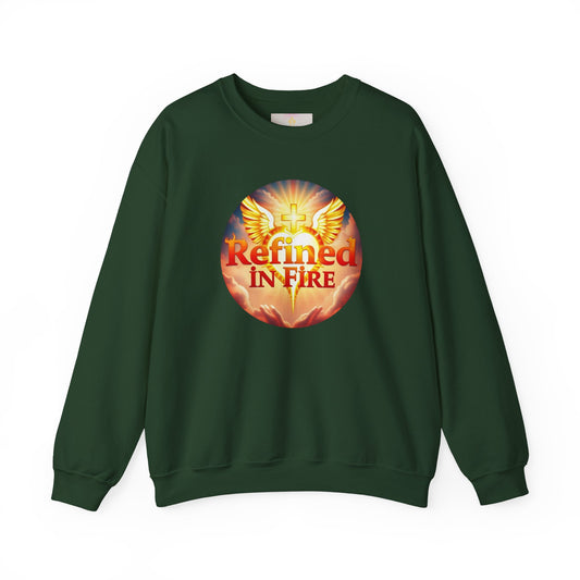 Men’s “Refined in Fire” Christian Sweatshirt – Bold Flame Design Pullover