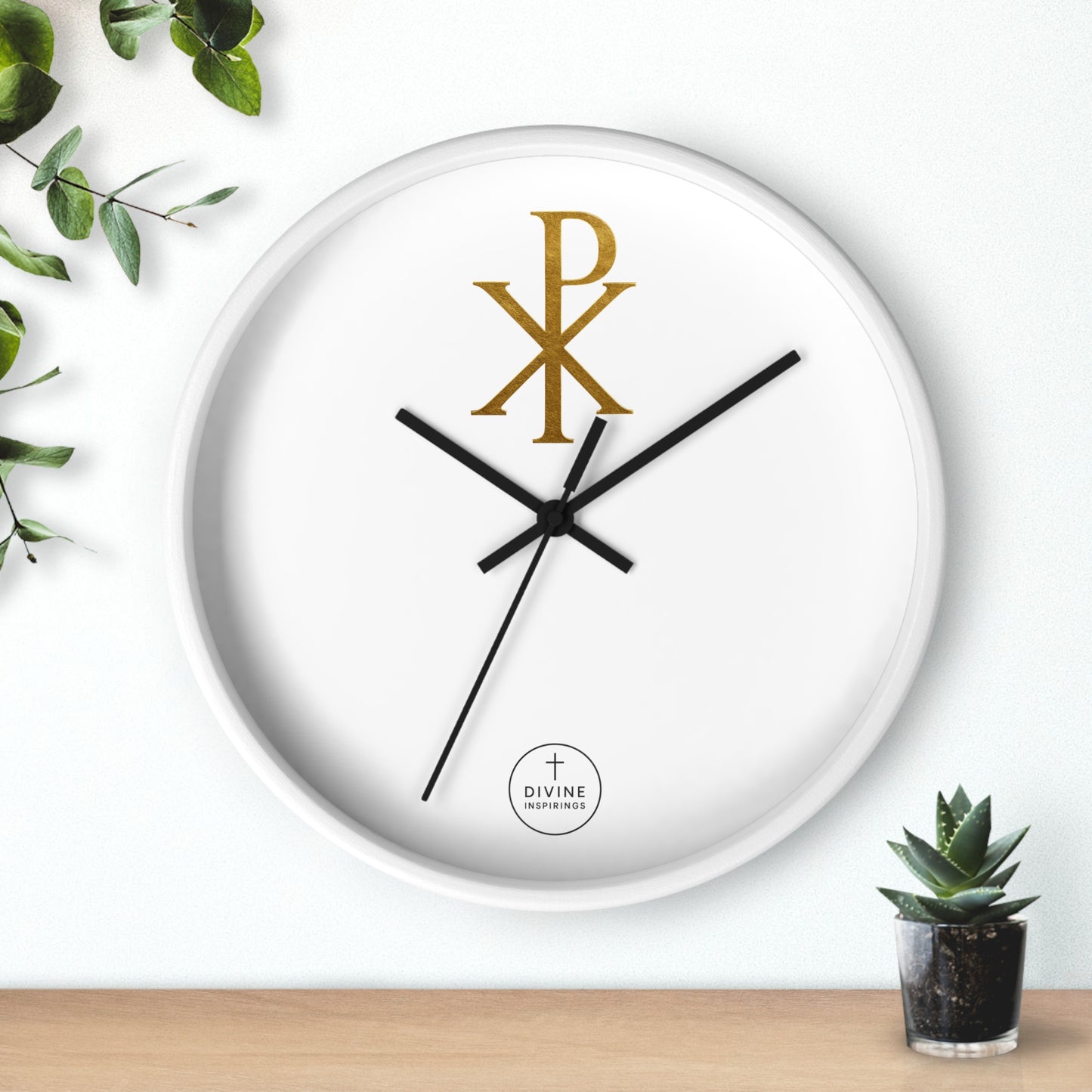 Gold Chi Rho Wall Clock – Elegant Christian Symbol Decor