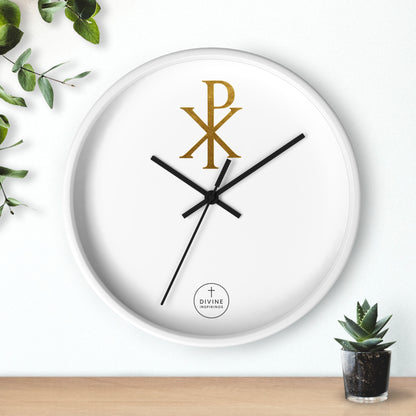 Gold Chi Rho Wall Clock – Elegant Christian Symbol Decor