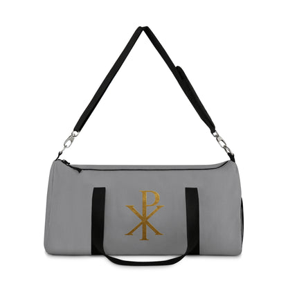 Christ’s Victory Duffle Bag in Grey – Chi Rho Symbol