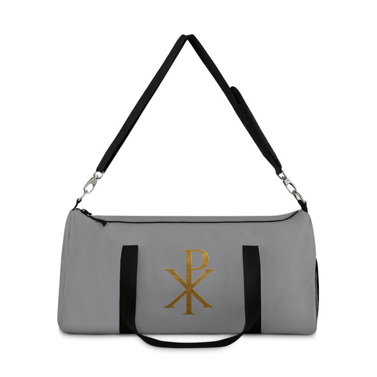 Christ’s Victory Duffle Bag in Grey – Chi Rho Symbol