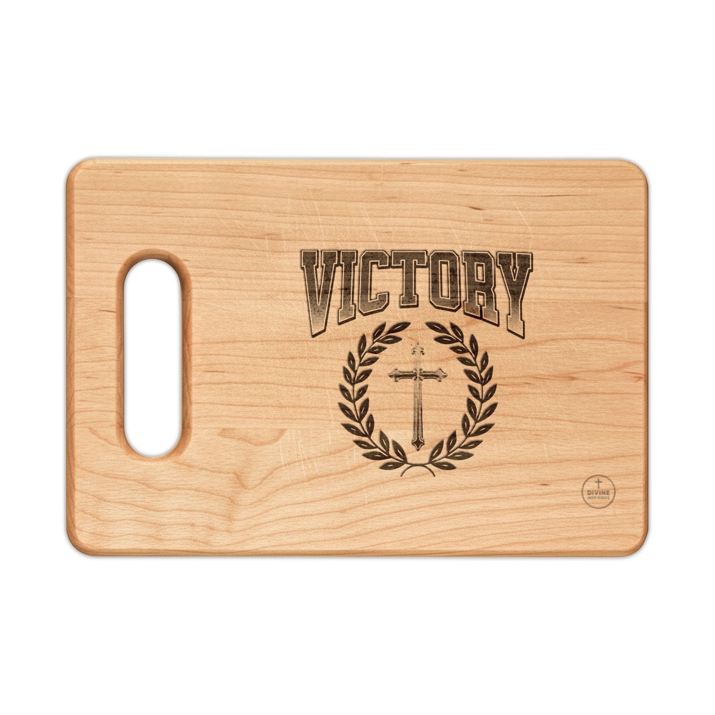 Victory in Christ — Collegiate Laurel Cross Cutting Board