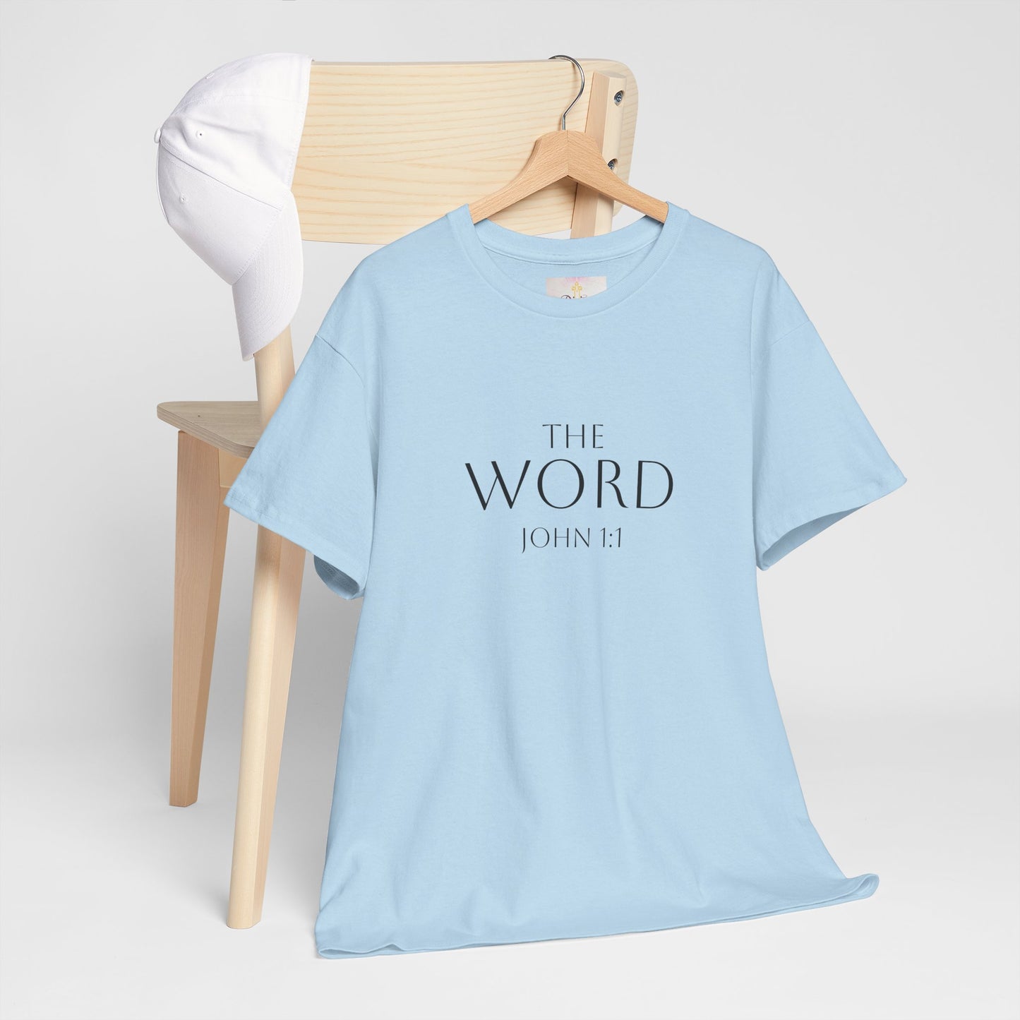 “The Word Eternal” – Men’s Christian Tee with Bold Dark Lettering (John 1:1)