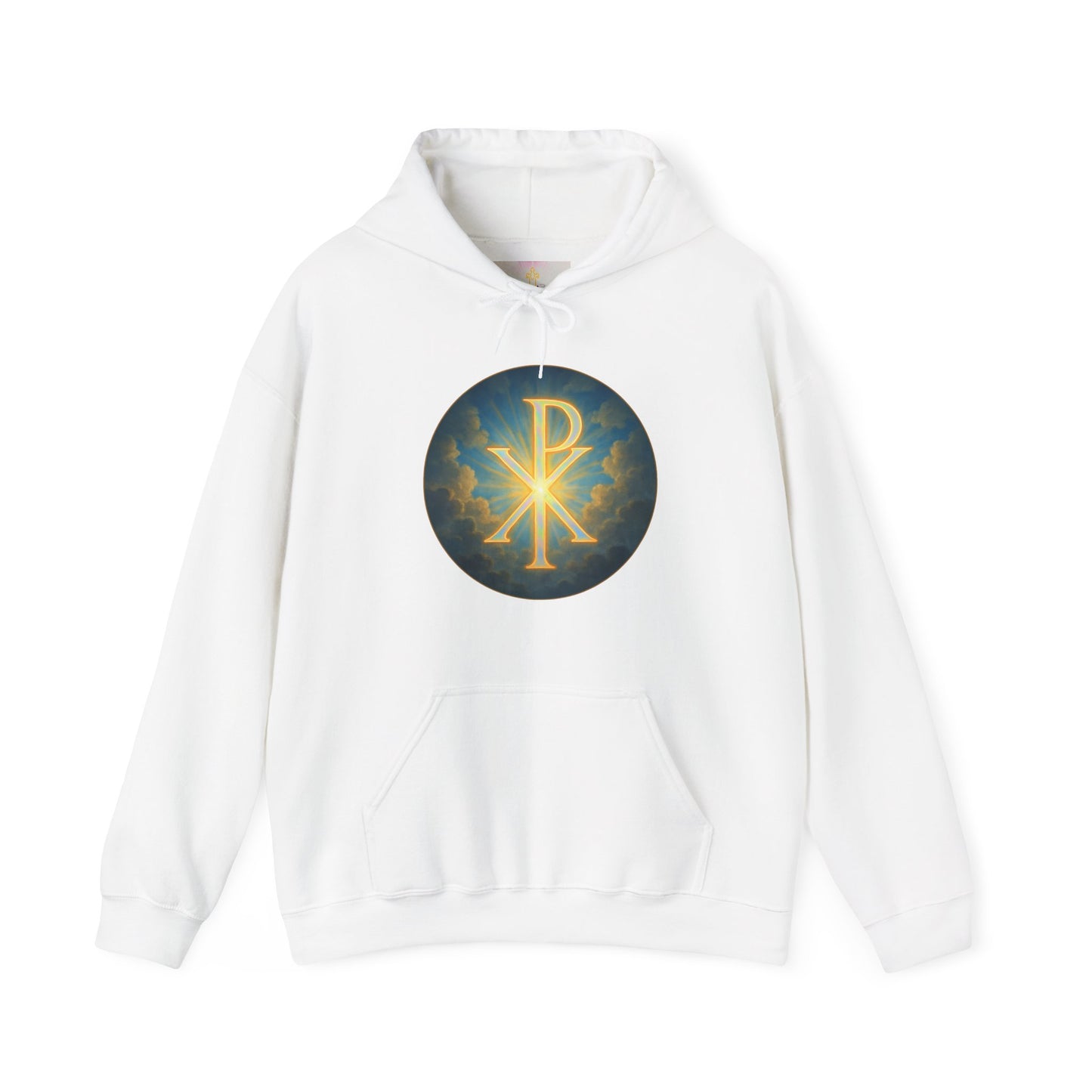 Men’s Christian Hoodie with Chi Rho Symbol – Faith Emblem Pullover