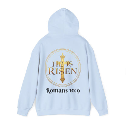 He Is Risen Christian Hoodie – Men’s Bold Faith Streetwear (Dark Lettering)