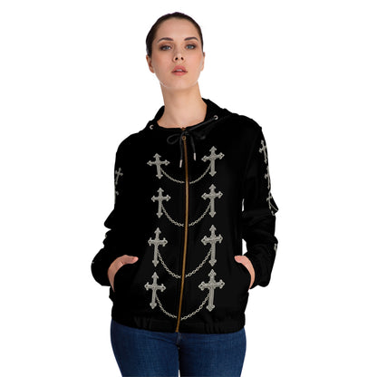 Silver Sanctuary Zip-Up Hoodie in Black - Christian Apparel