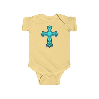 Heavenly Glow – Infant Short Sleeve Onesie with Radiant Cross