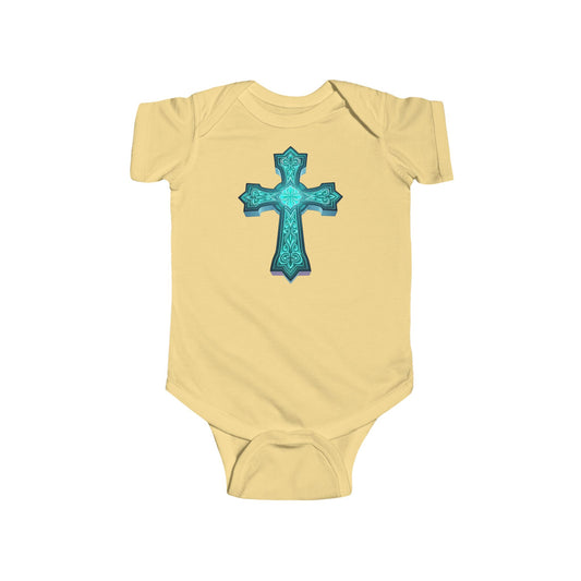 Heavenly Glow – Infant Short Sleeve Onesie with Radiant Cross