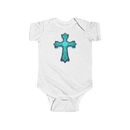 Heavenly Glow – Infant Short Sleeve Onesie with Radiant Cross