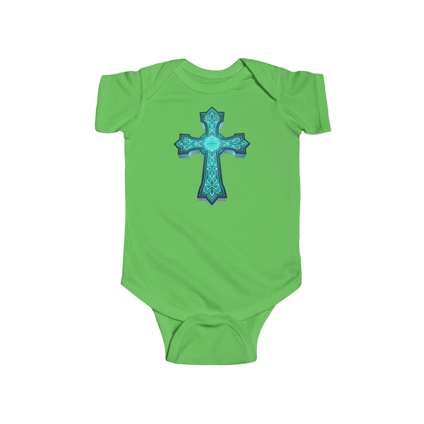 Heavenly Glow – Infant Short Sleeve Onesie with Radiant Cross
