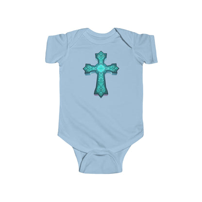 Heavenly Glow – Infant Short Sleeve Onesie with Radiant Cross