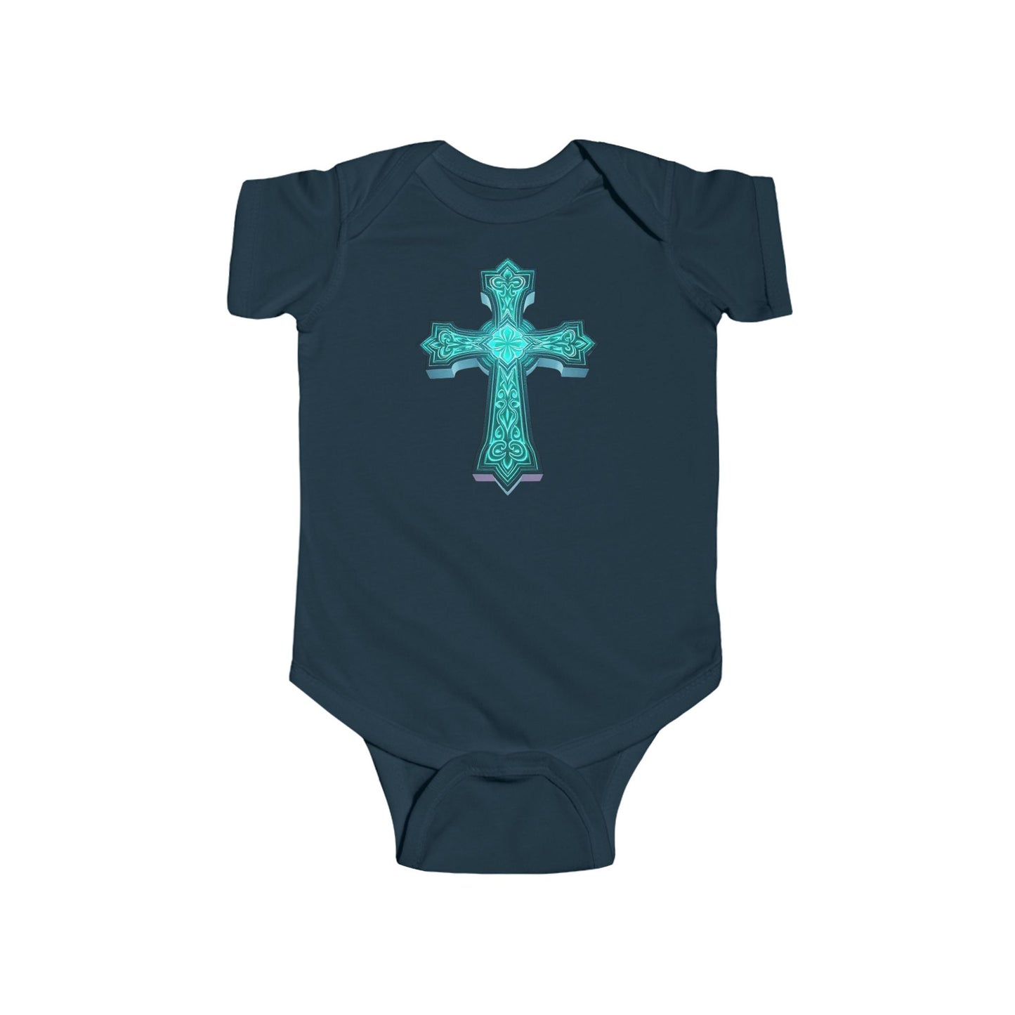 Heavenly Glow – Infant Short Sleeve Onesie with Radiant Cross