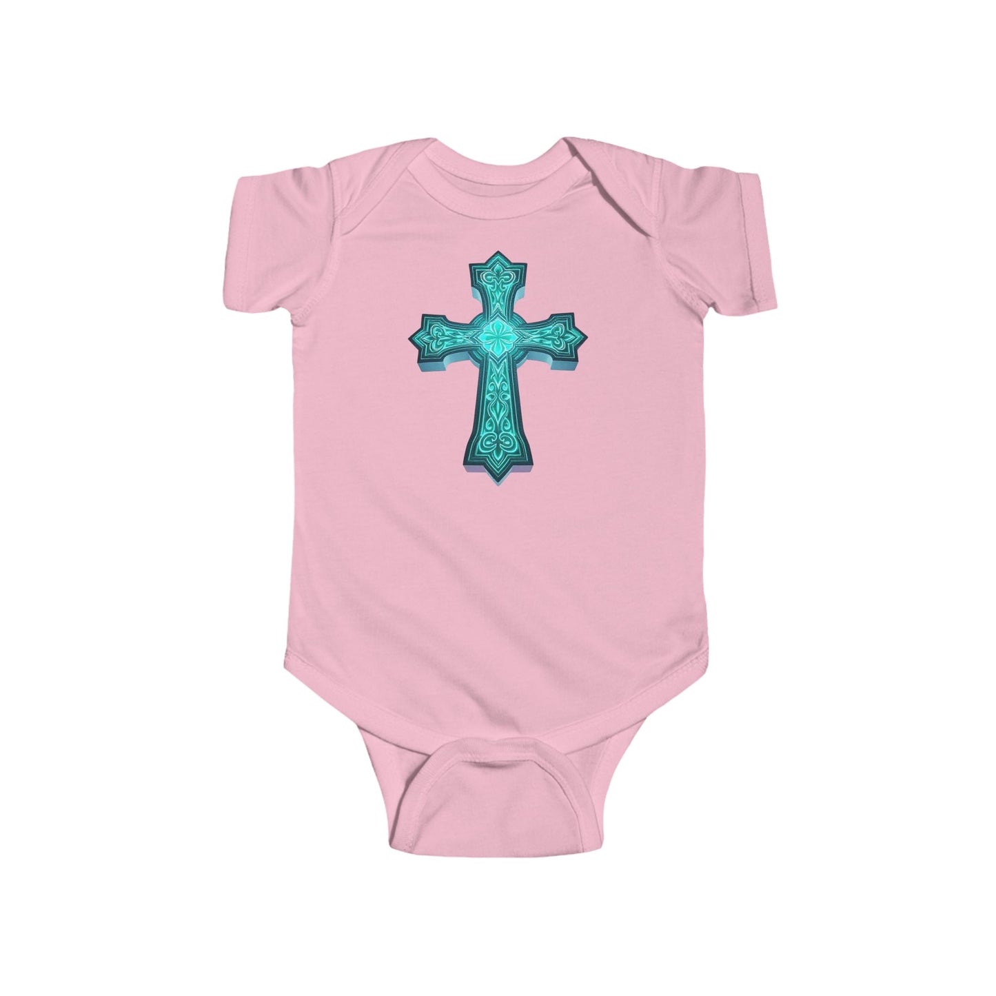 Heavenly Glow – Infant Short Sleeve Onesie with Radiant Cross
