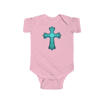 Heavenly Glow – Infant Short Sleeve Onesie with Radiant Cross
