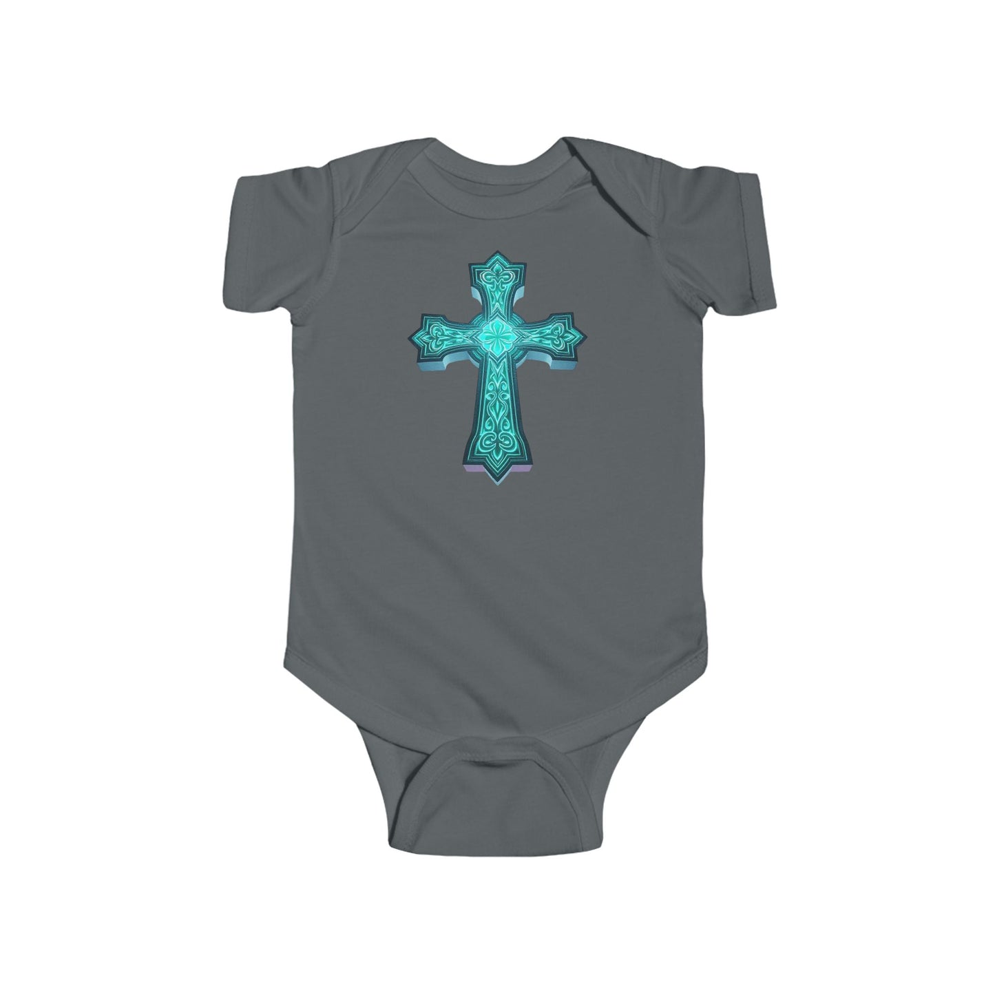 Heavenly Glow – Infant Short Sleeve Onesie with Radiant Cross