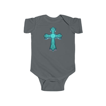 Heavenly Glow – Infant Short Sleeve Onesie with Radiant Cross