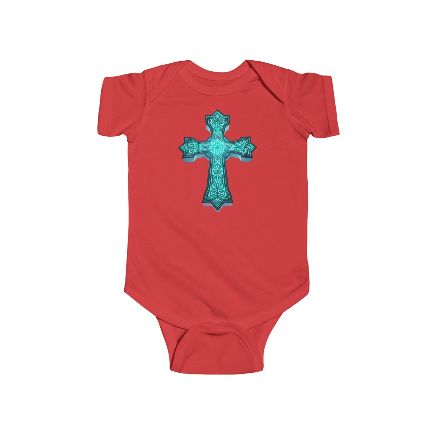 Heavenly Glow – Infant Short Sleeve Onesie with Radiant Cross