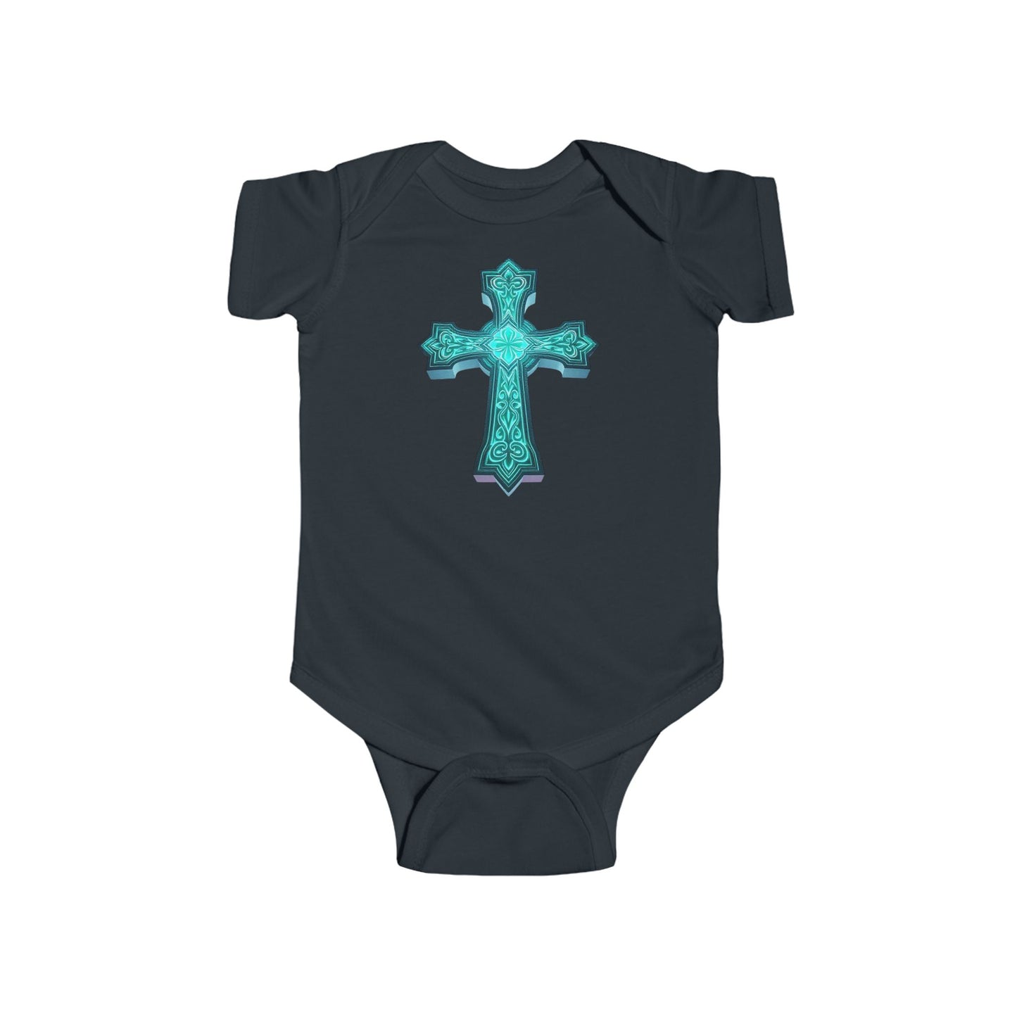 Heavenly Glow – Infant Short Sleeve Onesie with Radiant Cross