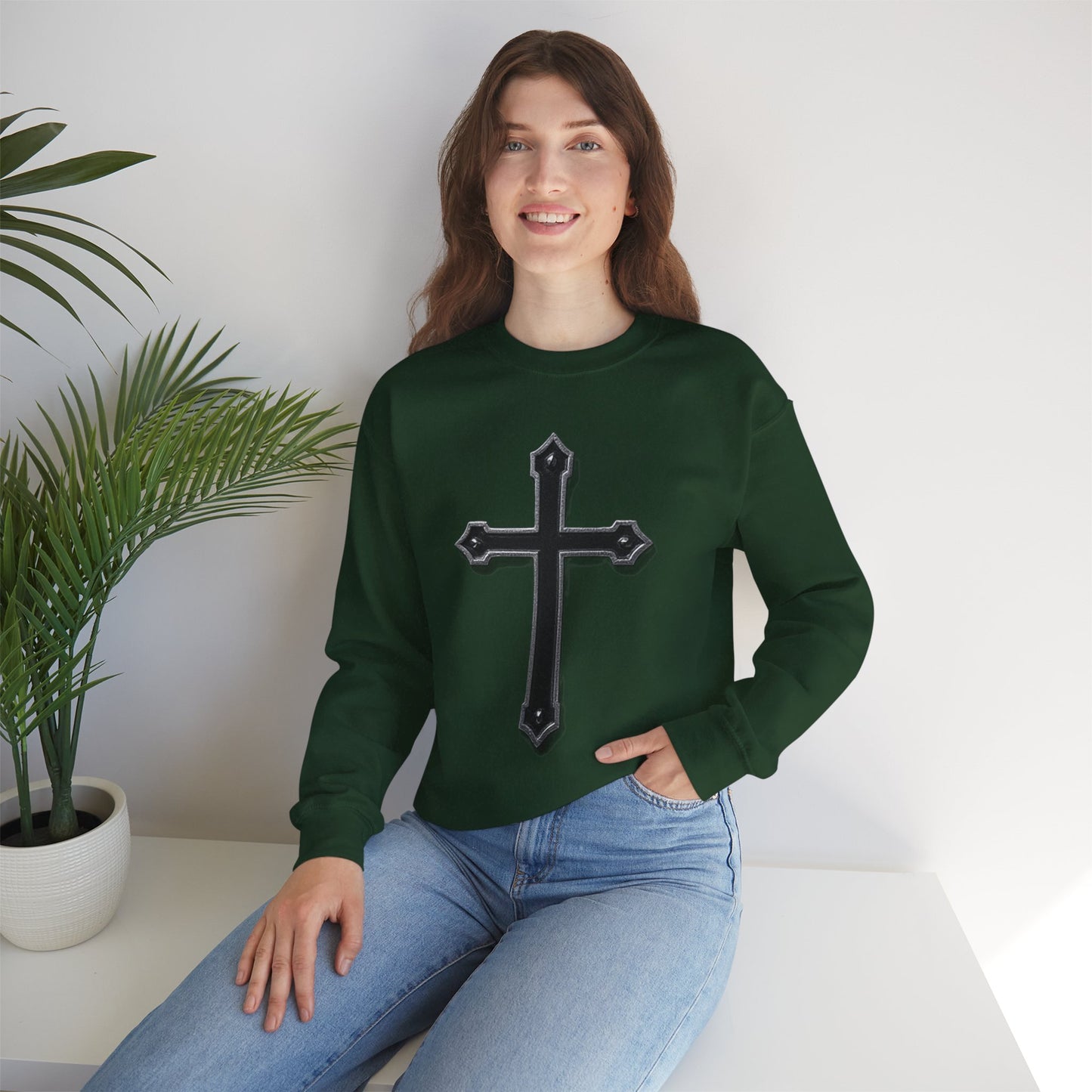 Warrior’s Black Cross Women’s Christian Sweatshirt | Ephesians 6:11