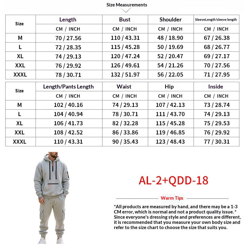 Chosen Warrior Men's Hooded Casual Sports Multi-Pocket Set