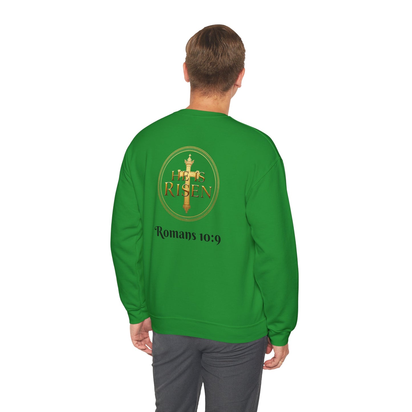 Romans 10:9 Christian Sweater – Jesus Is Lord & He Is Risen (Dark Lettering)