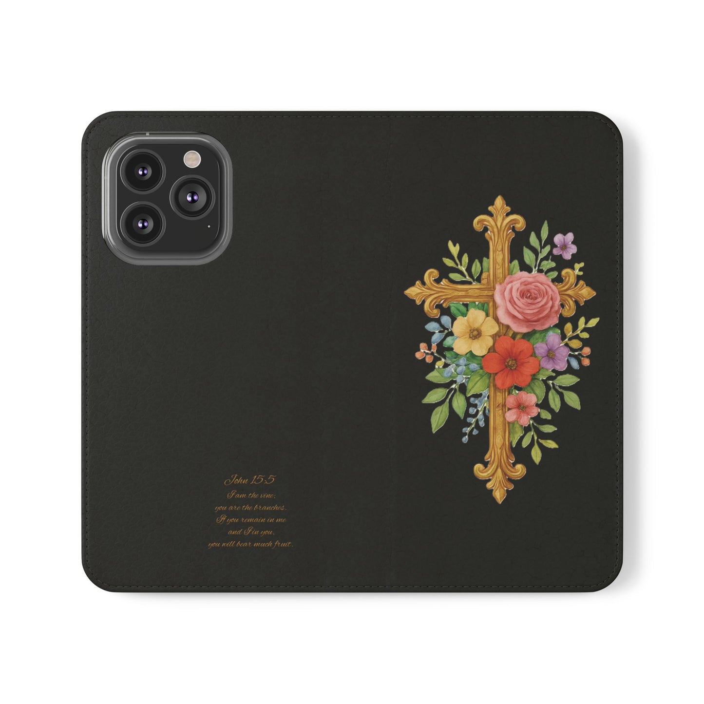 Floral Cross Wallet (black) Case for iPhone – Faith in Bloom