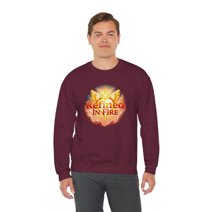 Men’s “Refined in Fire” Christian Sweatshirt – Bold Flame Design Pullover