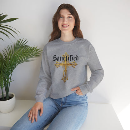 Sanctified Women's Gothic Cross Sweatshirt – Elegant Faith Wear