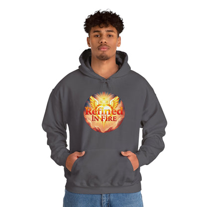 “Refined in Fire” Christian Hoodie – Bold Flame Design Faith Pullover
