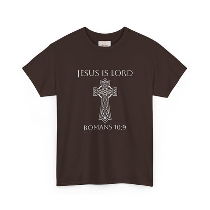 Women's Jesus is Lord Christian T-Shirt – Modern Cross Design (White Lettering)