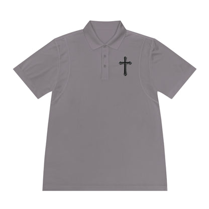 Men’s Black Cross Polo Shirt – Classic Faith-Inspired Style