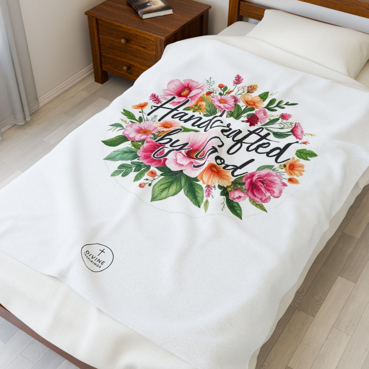 Handcrafted by God Plush Blanket – Inspirational Christian Design