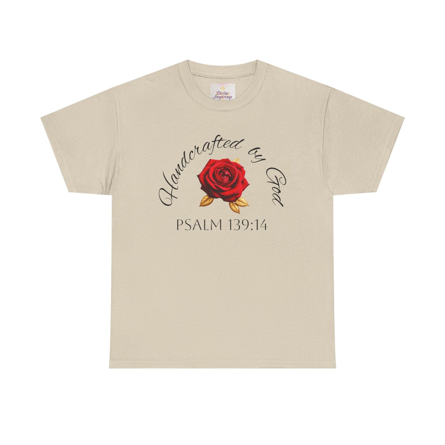 Handcrafted by God (Rose) - Woman's Christian T-Shirt (Dark Lettering)