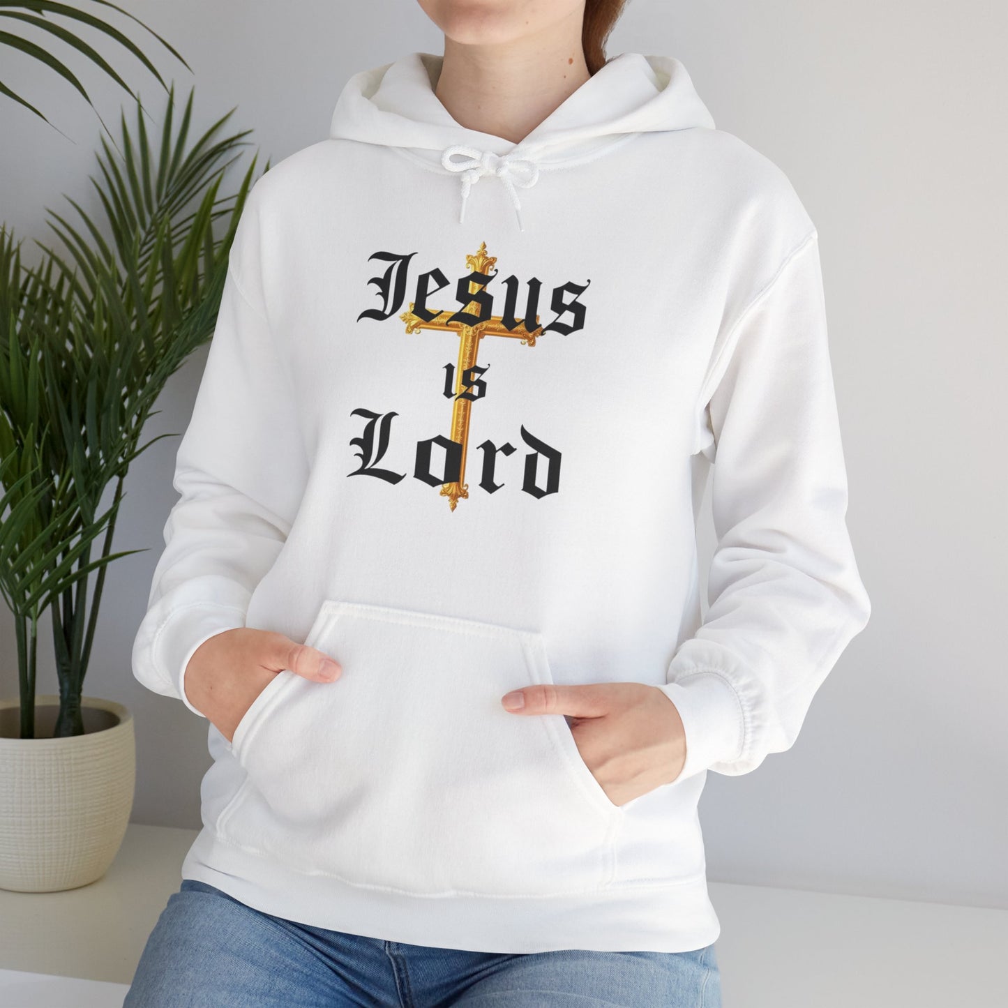 Women’s “Jesus is Lord” Christian Hoodie – Faith Statement Pullover with Cross