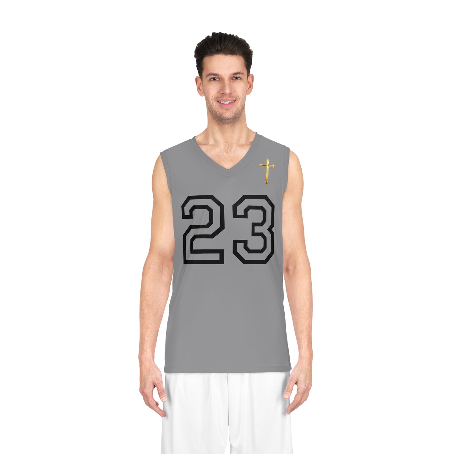 Psalm 23 Men's Basketball Jersey (Grey) – Faith in Every Play