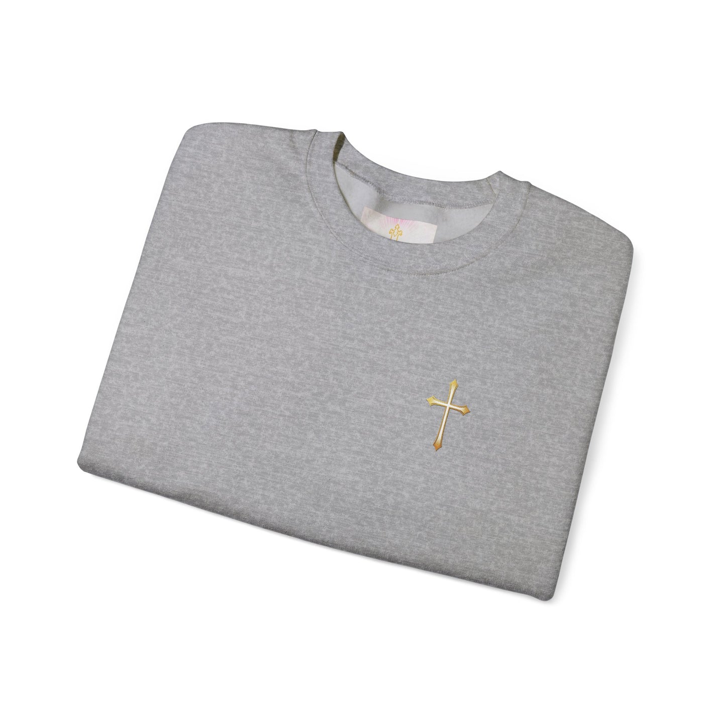 Men’s Elegance w/ Gold Cross Sweatshirt – Subtle Christian Faith Apparel